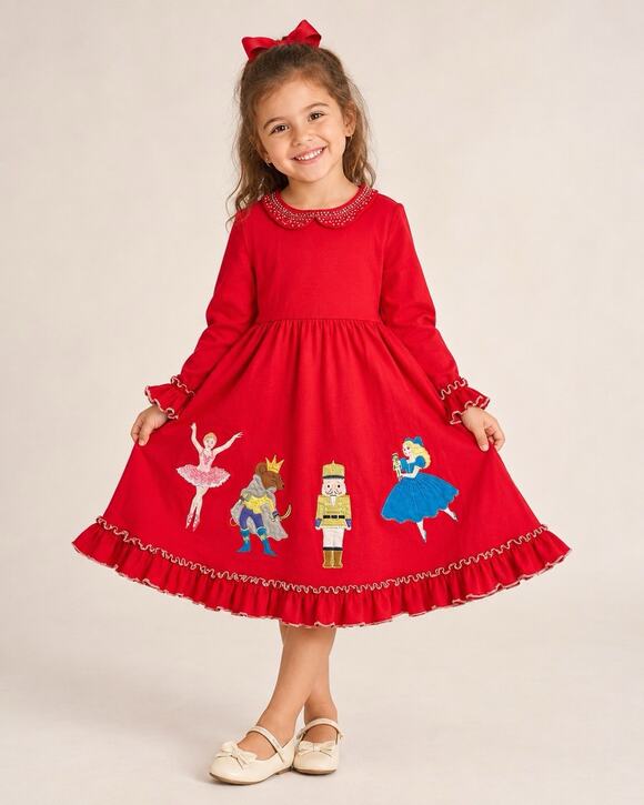 Lemon Loves Lime Other - Lemon Loves Lime Girls Size 5 Nutcracker Ballet Red Christmas Ruffle Dress